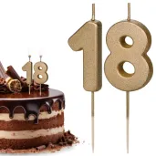 dekoracje na 18 urodziny swieczki na tort liczba 18 zloty 4 5 cm 2 szt