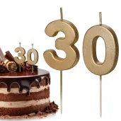 dekoracje na 30 urodziny swieczki na tort liczba 30 zloty 4 5 cm 2 szt