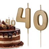 dekoracje na 40 urodziny swieczki na tort liczba 40 zloty 4 5 cm 2 szt