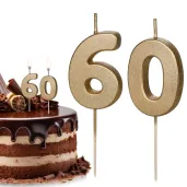 dekoracje na 60 urodziny swieczki na tort liczba 60 zloty 4 5 cm 2 szt