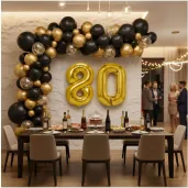 dekoracje na 80 urodziny zestaw balonow liczba 80 zloty 33 dgt 2 elementy