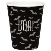 dekoracje na halloween papierowe kubeczki duszki czarne jednorazowe 266 ml 6 szt