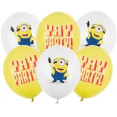 dekoracje na urodziny balony pastelowe minionki zolte biale 12 cali x6