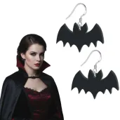dodatek do stroju na halloween kolczyki akrylowe nietoperze czarne wampirzyca 2 szt