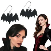 dodatek do stroju na halloween kolczyki akrylowe nietoperze czarne wampirzyca 2 szt