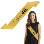 dodatek do stroju szarfa urodzinowa boska 40 zlota elegancka 160 cm