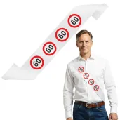dodatek do stroju szarfa urodzinowa traffic birthday 60 urodziny biala 160 cm
