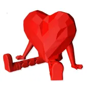 figurka czerwone geometryczne siedzace serce z nogami dekoracja na walentynki wesele