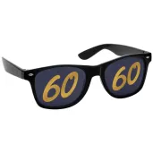 imprezowe okulary na szescdziesiatke czarne ze zlota liczba 60