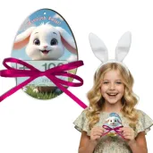 karnet na banknot jajko bialy krolik z koszykiem wesolych swiat prezent na wielkanoc 12 5 cm