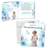 kartka okolicznosciowa chlopiec w albie prezent pamiatka na komunie swieta 15x15 cm