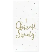 kieszonka na sztucce chrzest swiety kropki zloty partydeco 10 x 20 cm 6 szt
