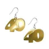 kolczyki 40 urodziny zloty lustrzany 38x25 mm