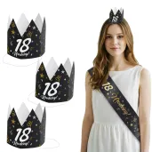 korony papierowe 18 urodziny glamour birthday 3 szt