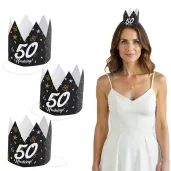 korony papierowe 50 urodziny glamour birthday 3 szt