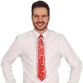 krawat balwanki choinki i renifery czerwony guirca