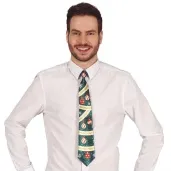 krawat swiateczny bombki i sniezynki zielony ciemny guirca