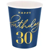 kubeczki papierowe 30 urodziny happy birthday 30 granatowy partypal 220 ml 6 szt