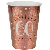kubeczki papierowe 60 urodziny holo rozowe zloto santex 270 ml 10 szt