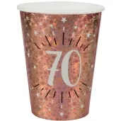 kubeczki papierowe 70 urodziny holo rozowe zloto santex 270 ml 10 szt