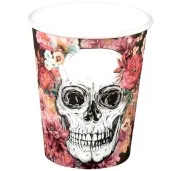 kubeczki papierowe halloween czaszka i kwiaty boland 250 ml 10 szt