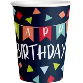 kubeczki papierowe happy birthday amscan 250 ml 8 szt