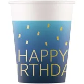 kubeczki papierowe happy birthday niebiesko bialy procos 200 ml 8 szt