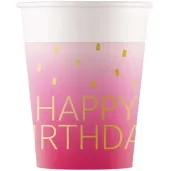 kubeczki papierowe happy birthday rozowo bialy procos 200 ml 8 szt
