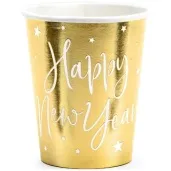 kubeczki papierowe happy new year zlote partydeco 220 ml 6 szt