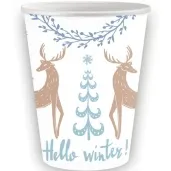 kubeczki papierowe hello winter swiateczne renifery bialy godan 250 ml 6 szt