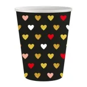 kubeczki papierowe kolorowe serduszka xoxo czarne godan 250 ml 6 szt