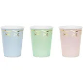 kubeczki papierowe kolorowe ze zlotym wzorem partydeco 220 ml 6 szt