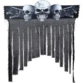 kurtyna na drzwi czaszki z rozami halloween guirca 90 x 30 cm