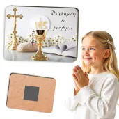 magnes komunia swieta kielich z biblia upominek dla gosci pamiatka 6 x 8 cm