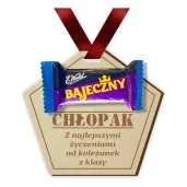 medal bajeczny chlopak pieciokat drewniany 75 mm