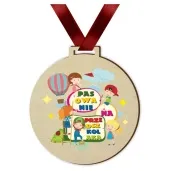 medal drukowany pasowania na przedszkolaka balon drewniany 72 mm