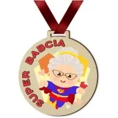 medal drukowany super babcia drewniany 72 mm