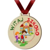 medal drukowany witaj szkolo drewniany 72 mm