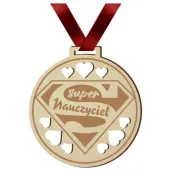 medal super nauczyciel drewniany 72 mm