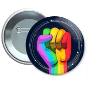 metalowa przypinka na parade rownosci lgbt teczowa piesc pride month 5 6 cm