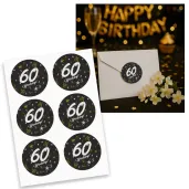 naklejki na koperty 60 urodziny glamur birthday 17x12 cm 6 szt