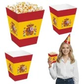 papierowe pudelka na ppopcorn panstwa swiata hiszpania flaga na mecz dzien jezykow 4 szt