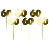 pikery 60 urodziny classic zlote metalik 6 szt