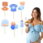 pikery baby boy dekoracja babeczek muffinek na baby shower gender reveal 8 cm 6 szt