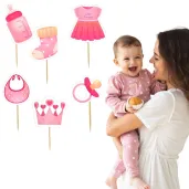 pikery bobo girl dekoracja babeczek muffinek na baby shower urodziny 8 cm 6 szt