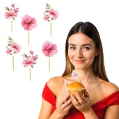 pikery kwiat jabloni dekoracja babeczek muffinek na baby shower dzien kobiet 8 cm 6 szt