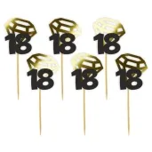 pikery liczba 18 z diamentem zlote metalik 6 szt