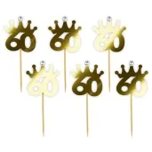 pikery liczba 60 korona z cyrkonia zlote metalik 6 szt