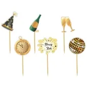pikery szampanski nowy rok zloto czarne 6 szt