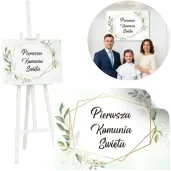 plakat komunia ihs eukaliptus mietowa geometria 68x48 cm